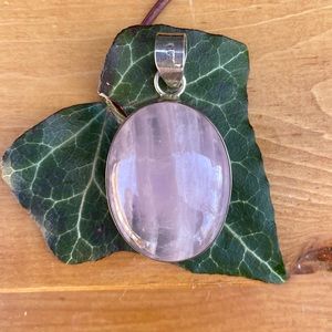 Oval Rose Quartz 925 Sterling Silver Crystal Healing Pendant
